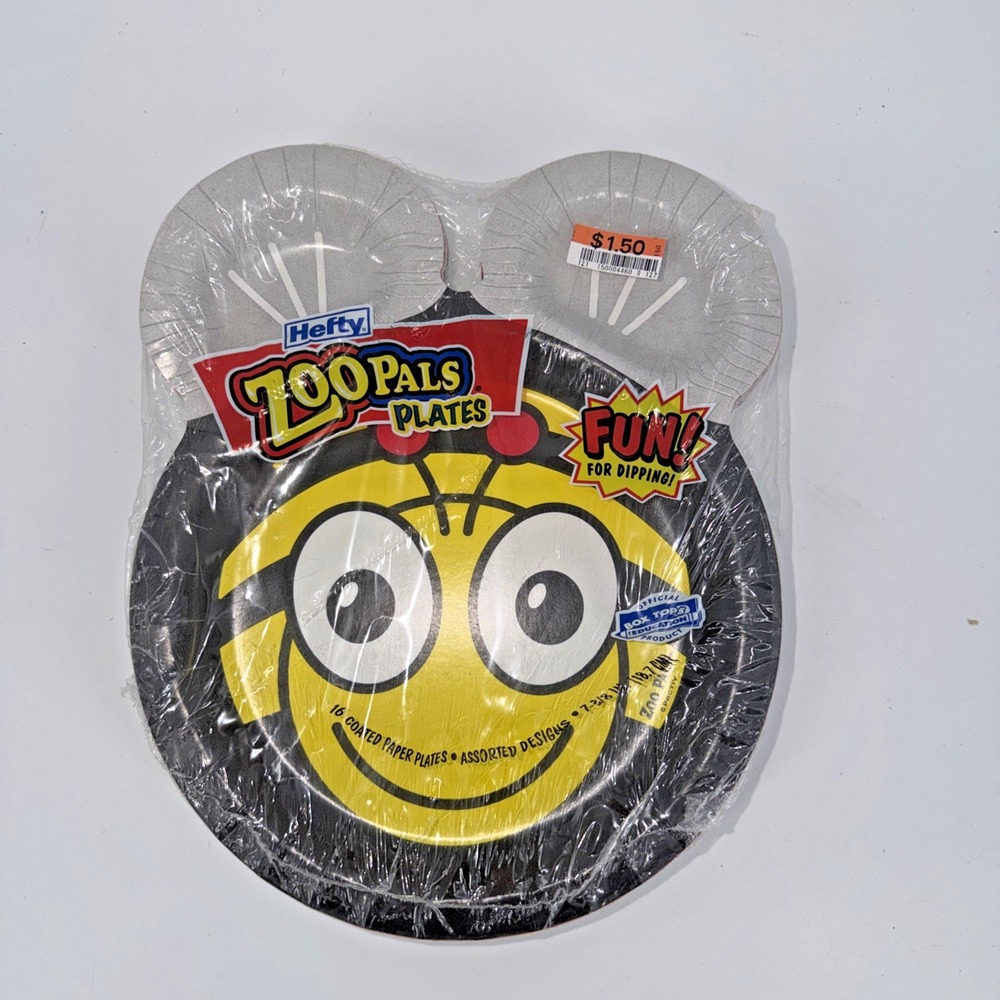 RARE. Sealed NOS Original Hefty Zoo Pals Assorted Designs Paper Plates 16 Pack